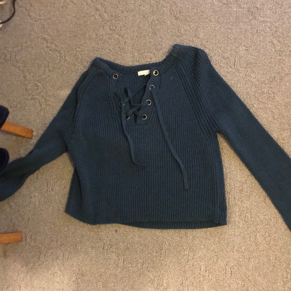 PacSun LA Hearts Lace Up Bell Sleeve Sweater